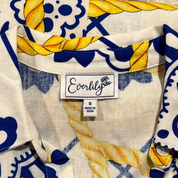 NWT Everlily Shirt Dress Button Up S Linen Blend Nautical Coastal Beach High Low - Image 5