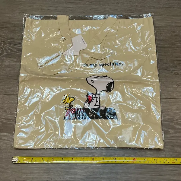 Snoopy and Woodstock beige tote bag - Image 3