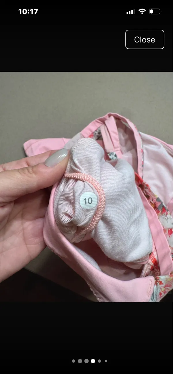 Lululemon Pink Tank w/Floral Trim-Size 10 - Image 3
