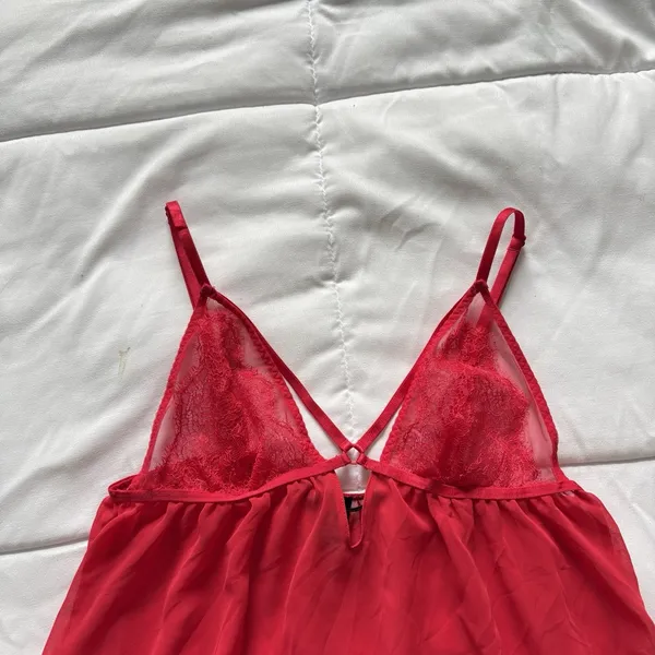 Victoria's Secret VS Unlined Babydoll Chemise Slip Dress Red Womens Large Feminine - Image 2
