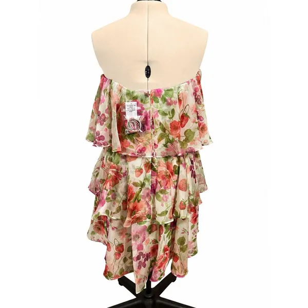 Abercrombie & Fitch Floral Strawberry Sheer Lined Tiered Strapless Dress NWT - Image 4
