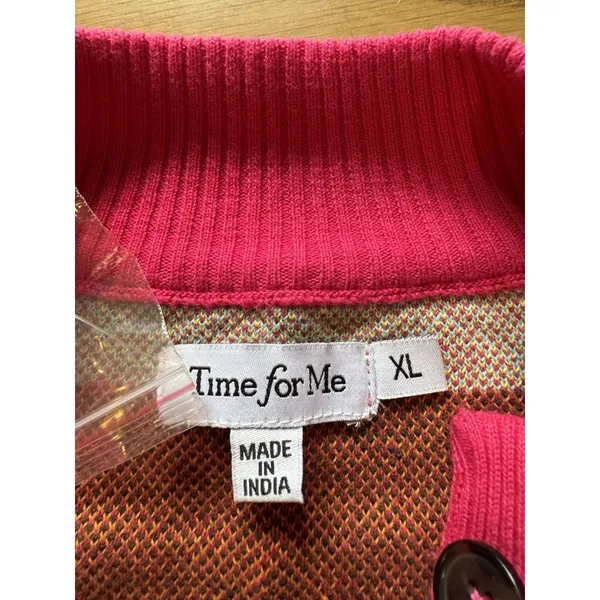 Time For Me Cardigan Women‎ Sweater Sz XL Button Down Aztec Cotton Knit Colorful - Image 3