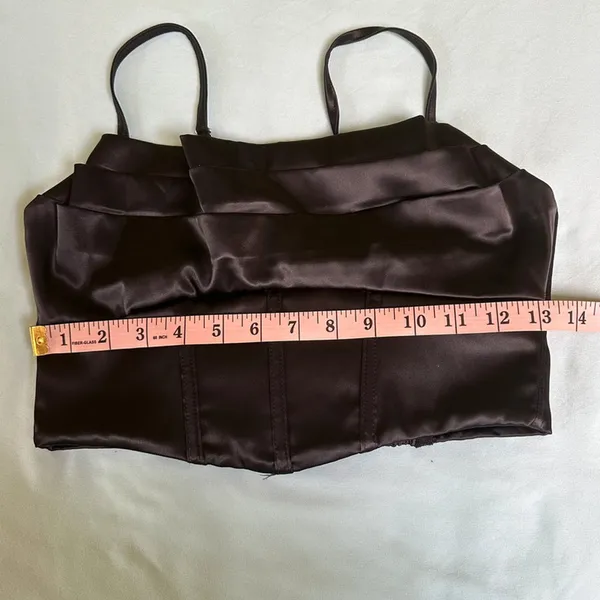 Black satin corset crop top - Image 5
