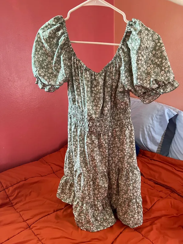 Indulge Sage Green Floral Mini Dress - Image 7
