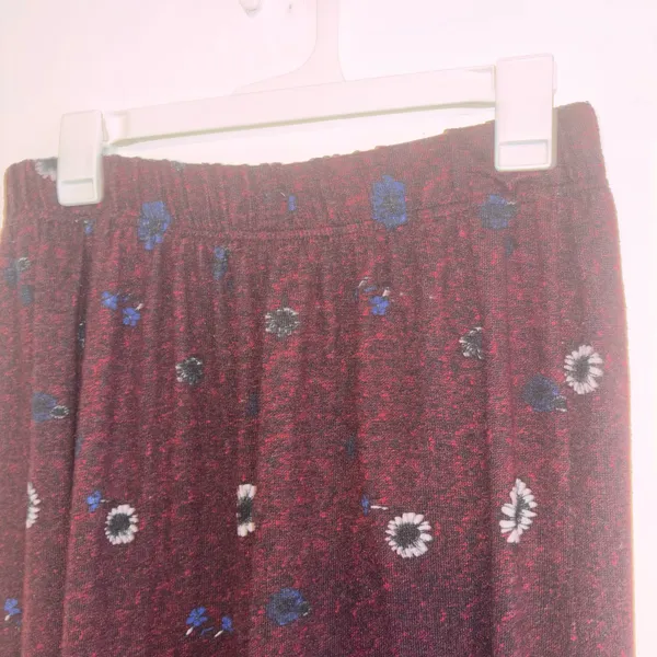 Purple Blue & White Soft & Stretchy Floral Maxi Skirt - Image 4