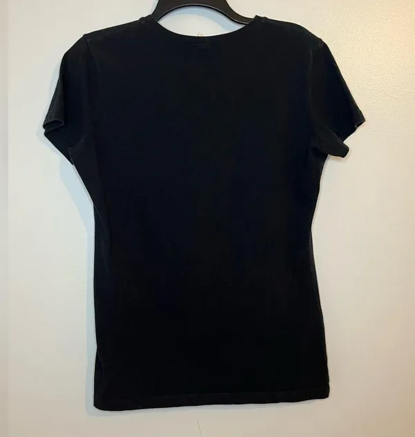 Women’s Black “I Like His Beard” Short Sleeve Fitted Tee Size Medium - Image 2