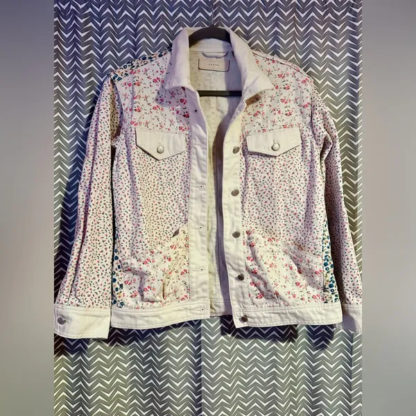 Blank NYC | Floral Patchwork Denim Tucker Jacket, XS - Image 5