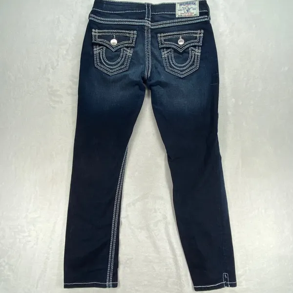 True Religion Jeans Slim Straight Dark Wash Denim Women's Size‎ 27 - Image 12