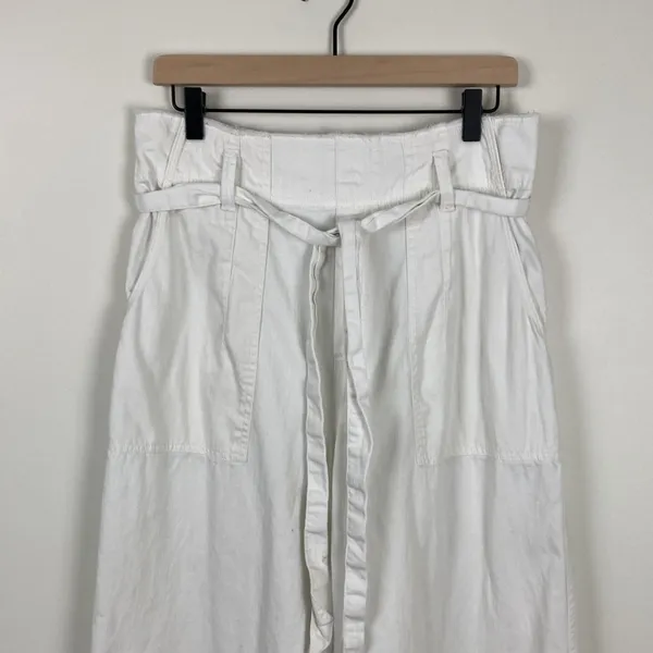 American Eagle High-Waisted Paperbag Wide Leg Pants White Women’s Size Large - Image 3