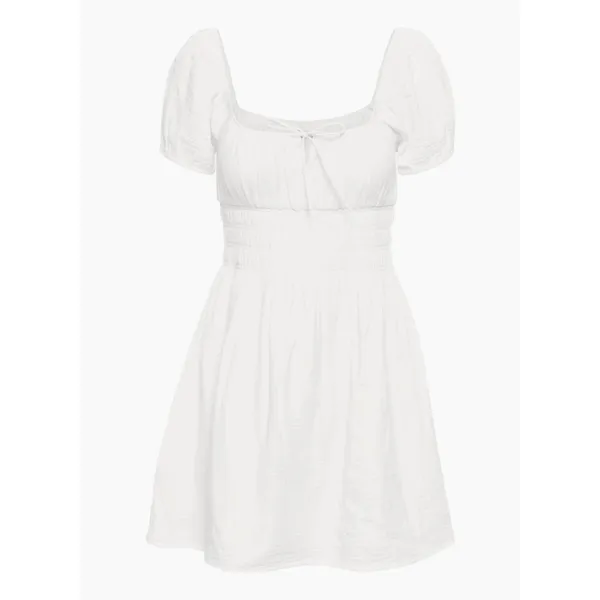Aritzia Sundays‎ Best The Kay Dress White Mini Puff Sleeve Smocking Size S - Image 6