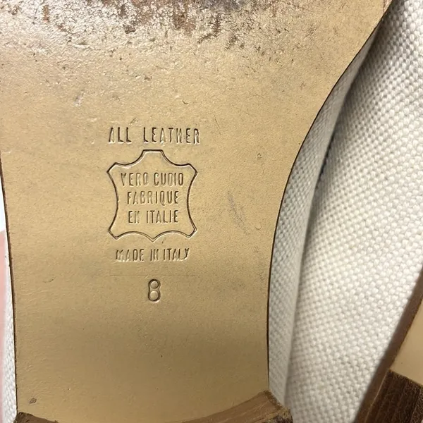 Brooks Brothers Beige Navy Twill and Leather Classic Slip-On Loafers- Size 8 - Image 8