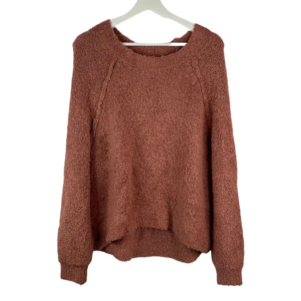 Aerie Size M Sweater‎ Boucle Wool Blend Oversized Dusty Rose Pink Long Sleeve - Image 2