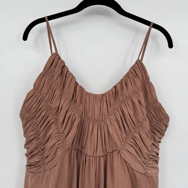Chelsea 28 Ruched Slip Dress Mauve Size XL Spaghetti Strap Midi Stretch Feminine - Image 3
