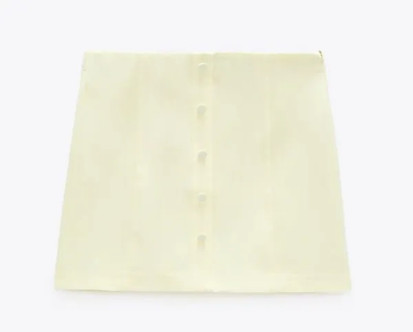 ZARA 🦙📦 linen blend mink skirt Medium Pale yellow - Image 3