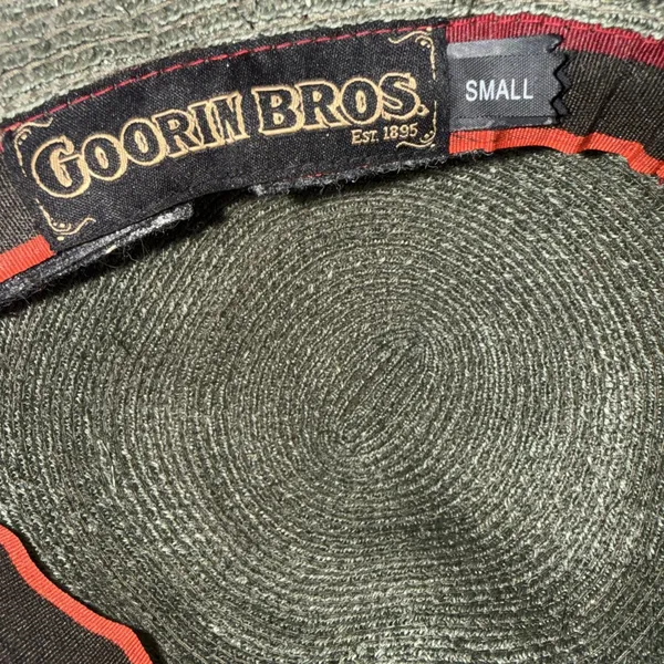 Goorin Bros Paper Woven Straw Fedora Hat Olive Green Burgundy Band Adult Small - Image 2