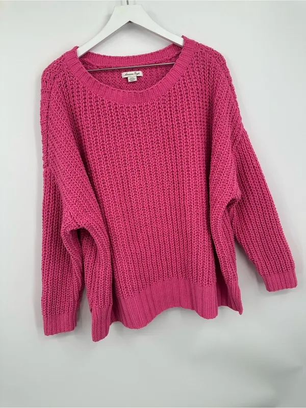 American Eagle Outfitters Pink Boho Baggy Sweater Size Medium - Image 7