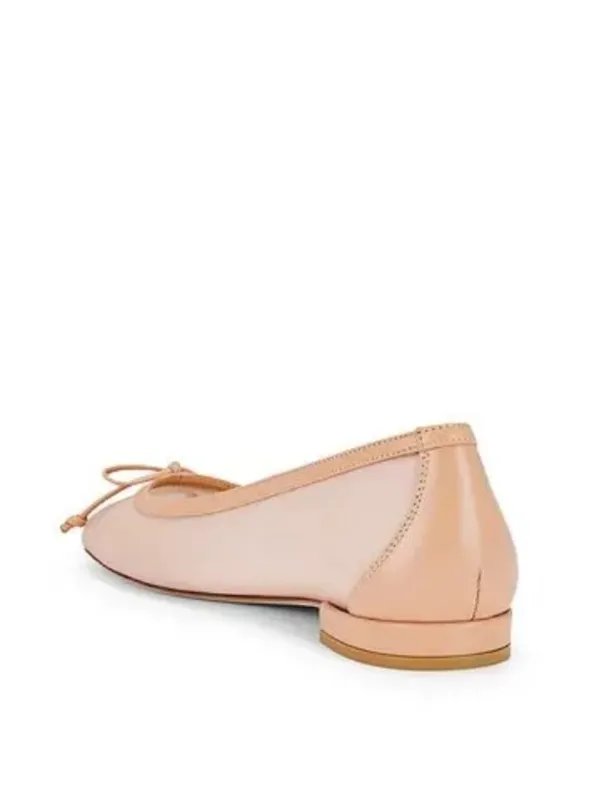 Stuart Weitzman Arabella Ballet Flats Rose Pink Mesh Leather Bow Slip-On NWT 9B - Image 5