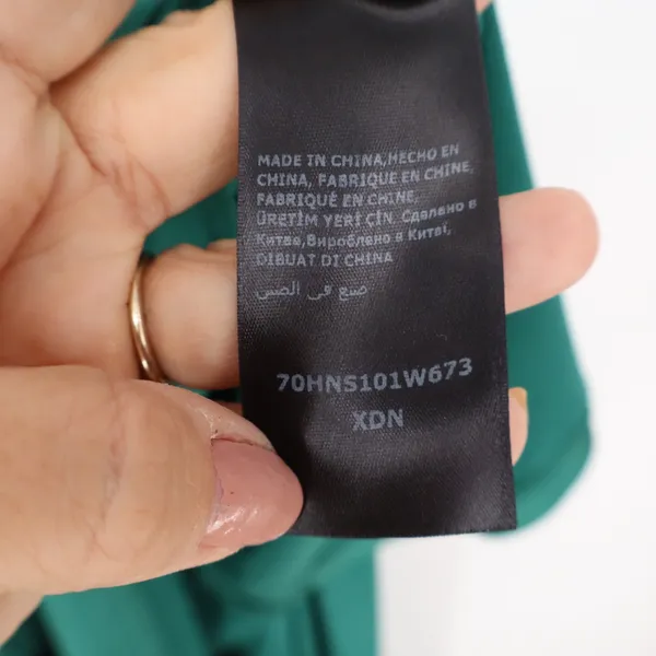 Bebe Emerald Green Draped V-Neck Maxi Dress T-Back Gown XS - Image 3