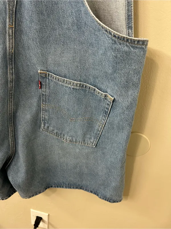 Levi's Utility Shortalls Denim Short Overalls Sz XL NWT - Image 9