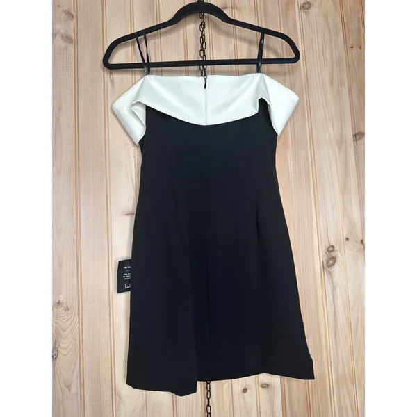 NWT Lulus Caelion Black and White Off-the-Shoulder Mini Dress Party LBD Size M - Image 5