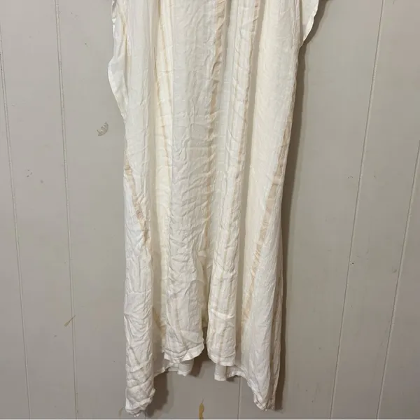 Lovestitch White Striped Kimono Cover Up S/M Boho Beach Caftan Tassel Tie - Image 4