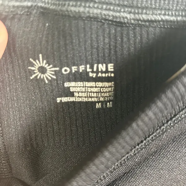 OFFLINE by‎ Aerie Black Seamless Shortie High Rise Mesh Side Shorts Medium - Image 3