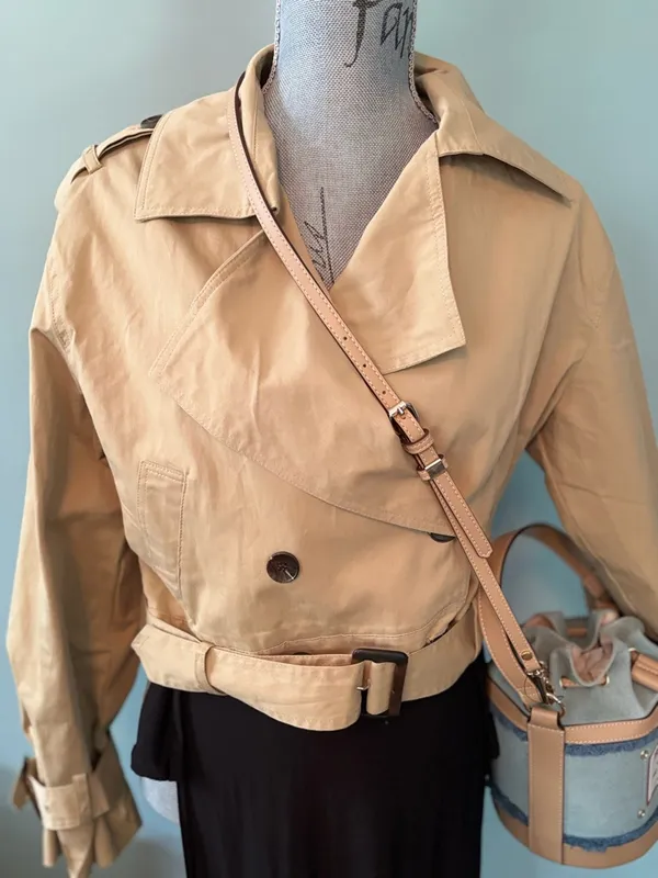 Joie Tan Cropped Trench Coat - Image 4