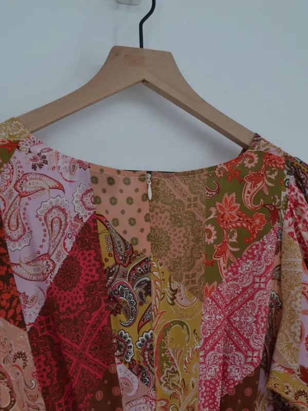 Kachel x Anthropologie Puff Sleeve Patchwork Paisley Midi Dress Size 6 NWT - Image 7