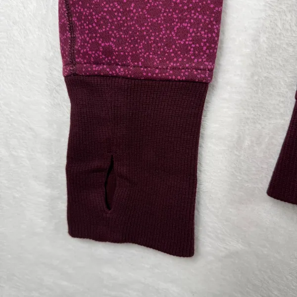 Lululemon Scuba Hoodie Full Zip Burgundy Dotted Fleece Sweatshirt Womens Size 10 - Image 9