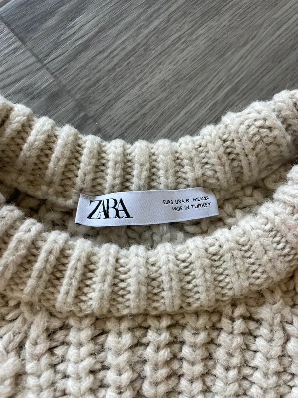 ZARA Beige Chunky Knit Sweater - Image 4