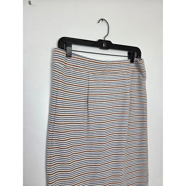 Loft Striped Midi Skirt Side Slit Off Center Stretchy Comfy Boho Modest Medium - Image 7