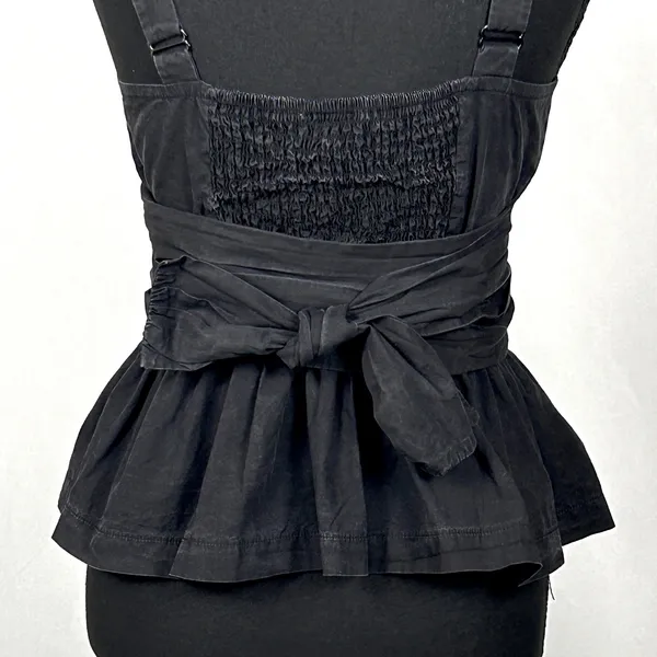 Mare Mare x Anthropologie Black Peplum Cami Top Womens XS Wrap Waist‎ Faded Y2K - Image 11