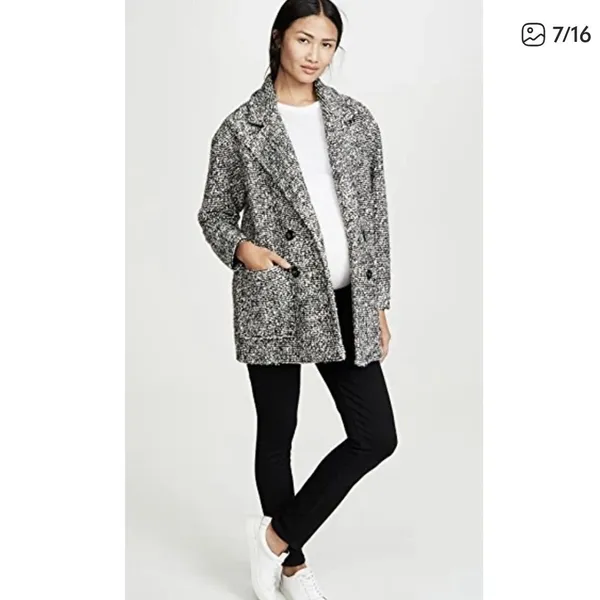 Hatch The Bristol Coat Black & White Textured Double Breasted Wool Blend Small‎ - Image 5