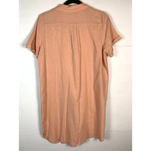Lulus Dress M NWT Blush Pink Linen Blend Lace Up Shift Midi Pockets Resort - Image 14