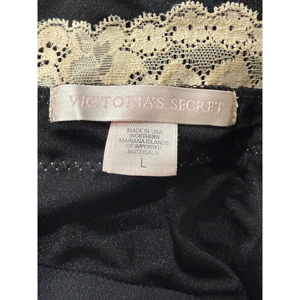 Vintage Victorias Secret Gold Label Black Lace Trim‎ Camisole Top Large USA Made - Image 4