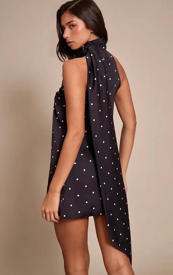 Polka Dot Mini Dress Black Size 4 - Image 2