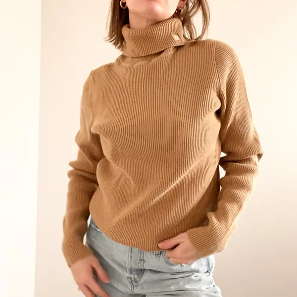 Ralph Lauren Camel Cotton Turtleneck Sweater - Image 2