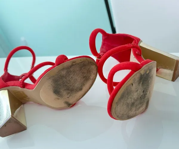 Bella Marie Red and Gold Heels - Image 4