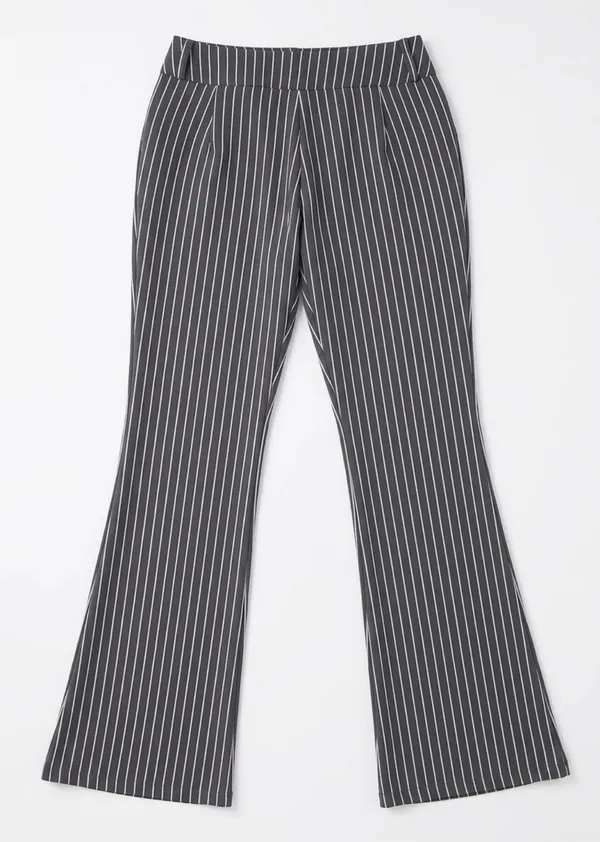 🍙 NWOT SHEIN ICON Gray/White Pinstriped Fit & Flare Pants - Image 8