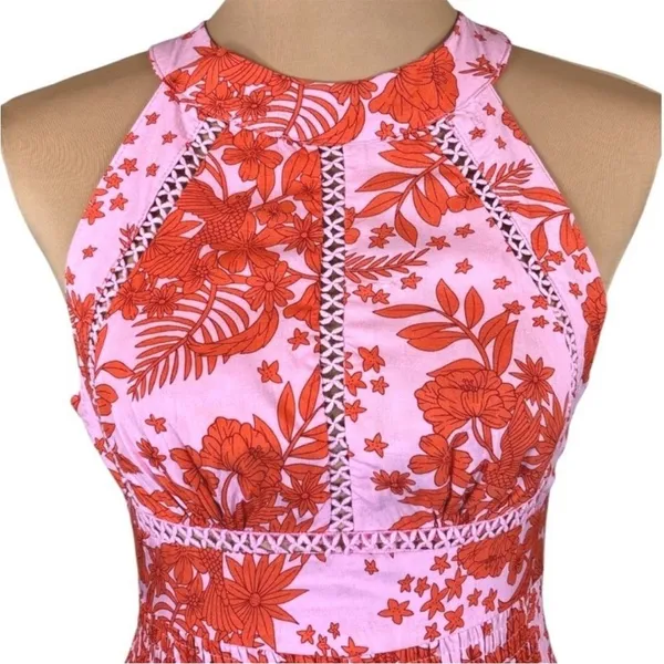Anthropologie NWT Abel The Label ATL Rumi Candy Florals‎ Maxi Dress Halter Pink Orange S - Image 8