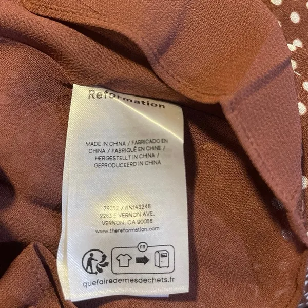Reformation Citrus Brown Polka Dot Lace Trim Minidress 12 NWT Smoked Back Flirty - Image 6