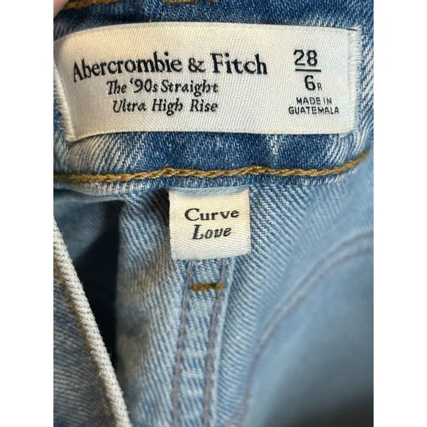 Abercrombie & Fitch 90s Straight Ultra High Rise Jeans Women 28/6R Distressed - Image 4