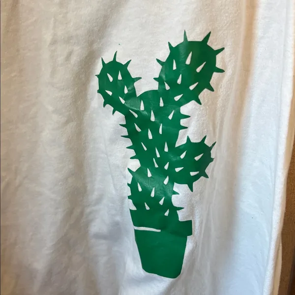 FINAL MARKDOWN Ideal T White Tank Top with Green Cactus Print small - Image 2