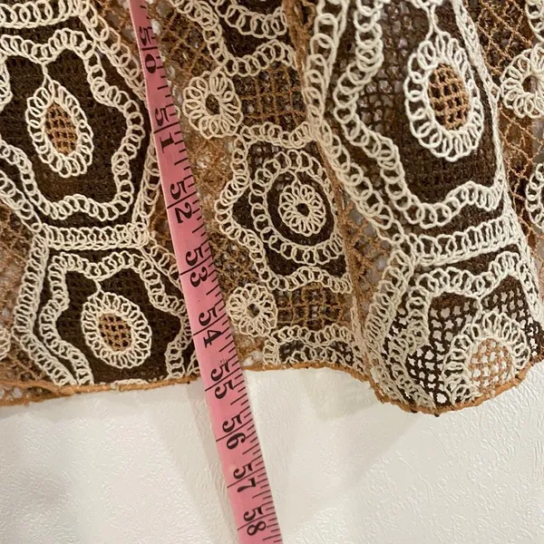 Free People XS Crochet Lace Maxi Cover Up Brown Boho Beach Resort - Image 5