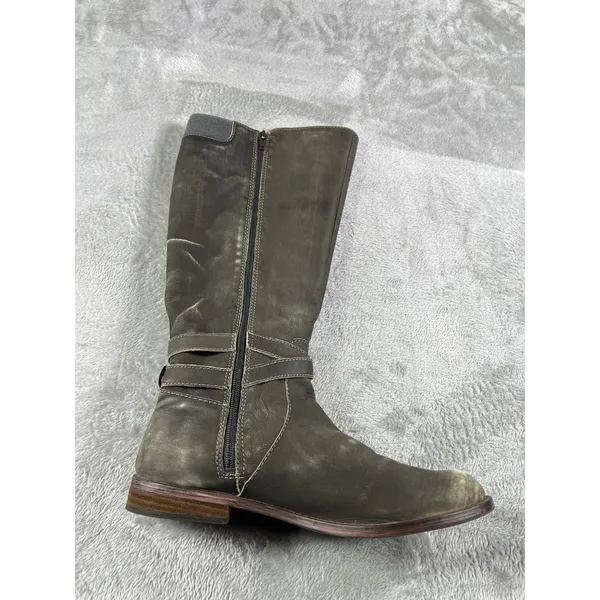 Lucky Brand Distressed Women's 10W Leather Ostrand Riding Boots Gray Mid Calf - Image 5