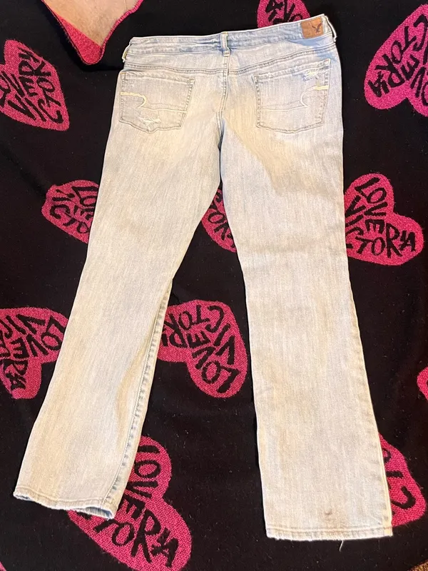 American Eagle Lightwash Distressed Straight leg Jeans - Image 2