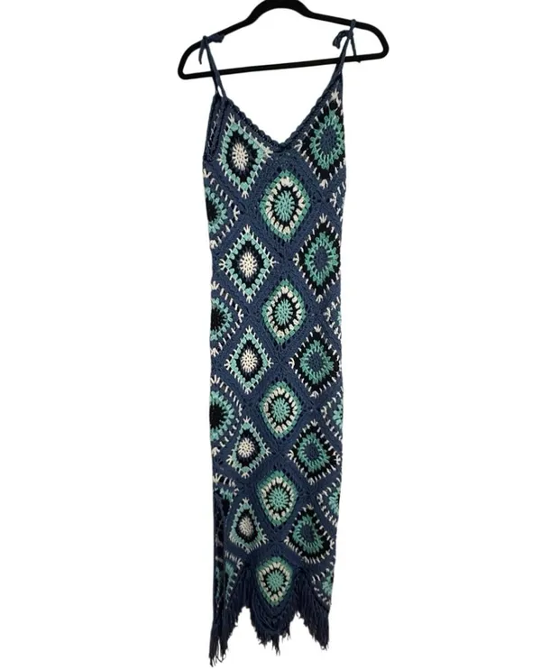Elan Aleki Crochet Maxi Cover Up Dress Medium - Image 7