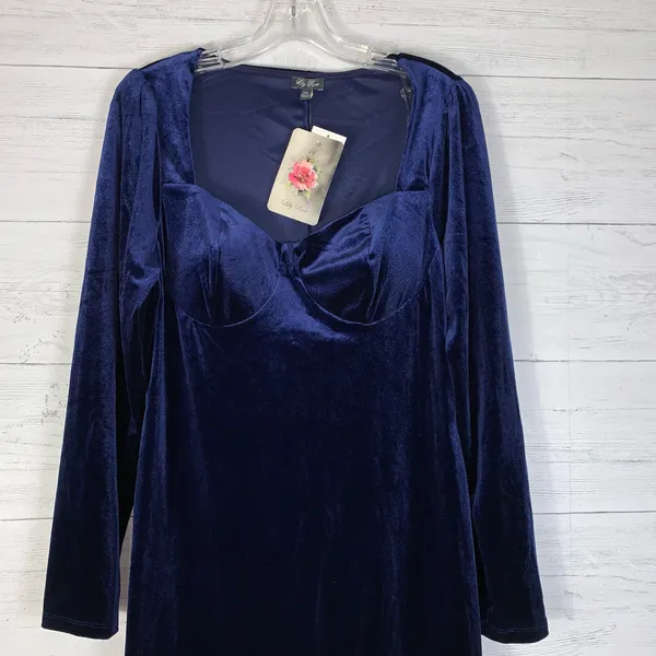 Lila Rose navy velvet mini dress size XXL juniors it size L regular NWT - Image 4