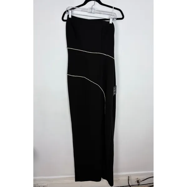 Lulus Elevated Sparkle Black Rhinestone Maxi Dress Wedding Guest Formal Large - Image 3