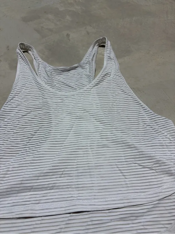 Lululemon White Striped Racerback cropped Tank Top - Image 2